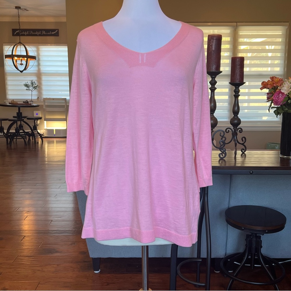 Talbots Pink V-Neck Lightweight Sweater